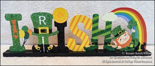 NEW ST PATRICK'S DAY MANTEL TABLE DECOR SIGN SAYS "IRISH " LEPRECHAUN RAINBOW - 第 1/2 張圖片