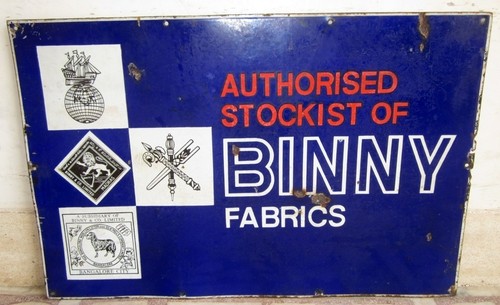 Antique Old Rare Binny Fabrics Indian Advertising Porcelain Enamel Sign Board - Picture 6 of 8