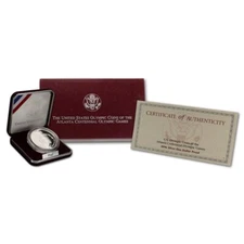 1996 P Olympic Tennis Proof Silver One Dollar Commemorative US Mint Coin Box COA