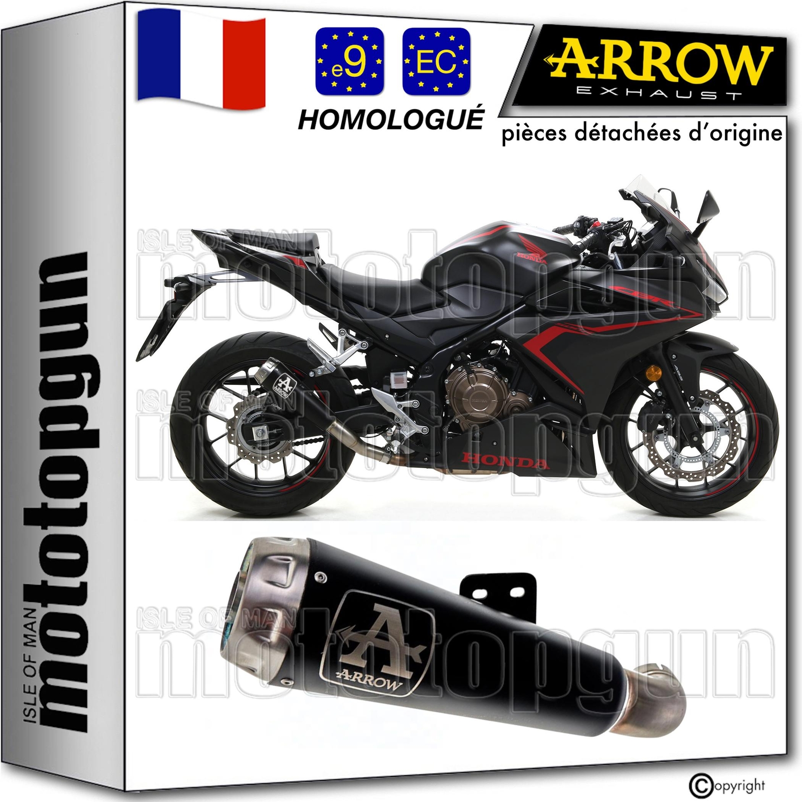 Silencieux Arrow Pro-Race noir homologué : sublimez vos trajets en Honda CBR 500 R 2020