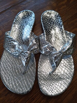 Chico's Silver Metallic Flat New Sz