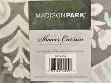 Madison Park Fabric Shower Curtain, Metal Grey Print. New, 72 X 72.