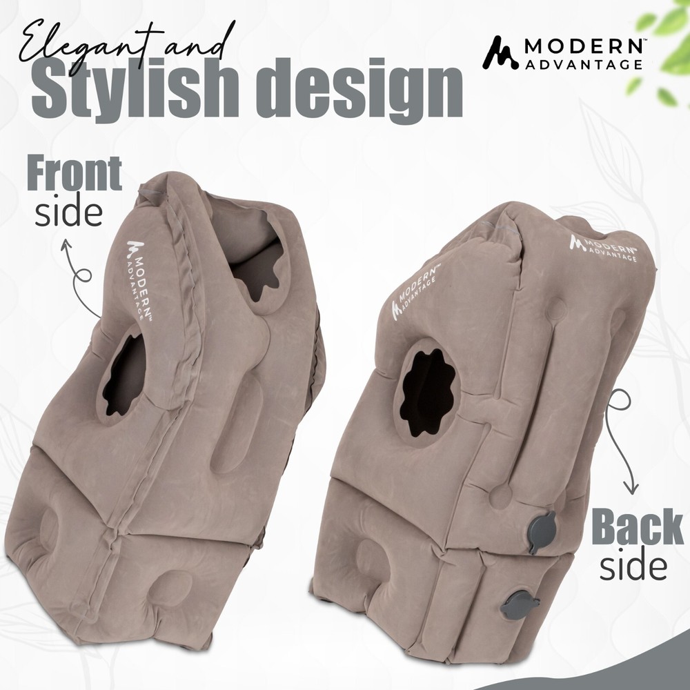 Inflatable Travel Pillow 2-Pack with Extra Support Grey Free Shipping