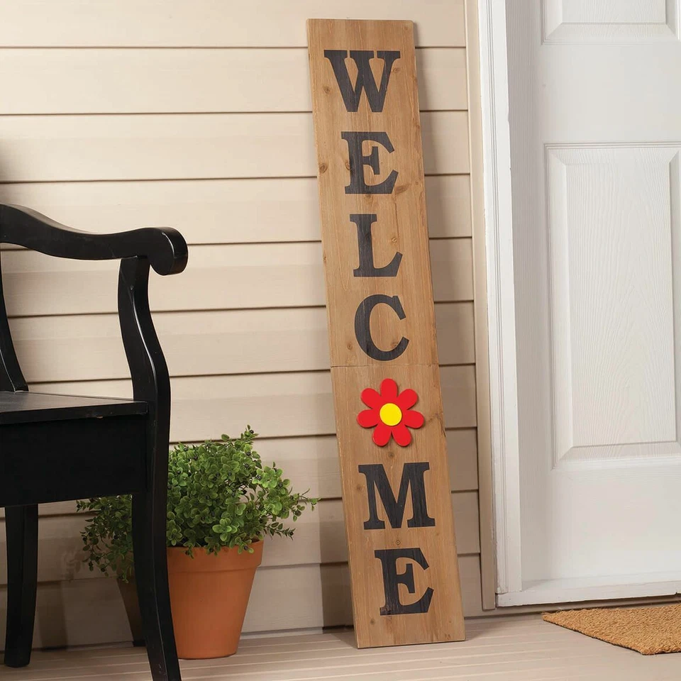 Letrero de madera de "bienvenido" para porche de 3 pies con formas navideñas magnéticas intercambiables Foto 4 de 4