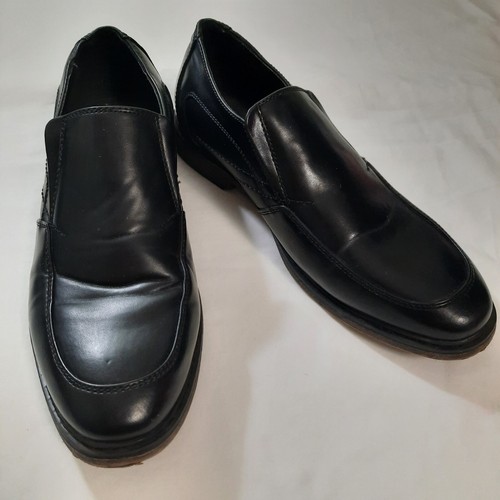 Madison Avenue Mens Boys Loafers 5M Dress Shoes Black Apron Toe