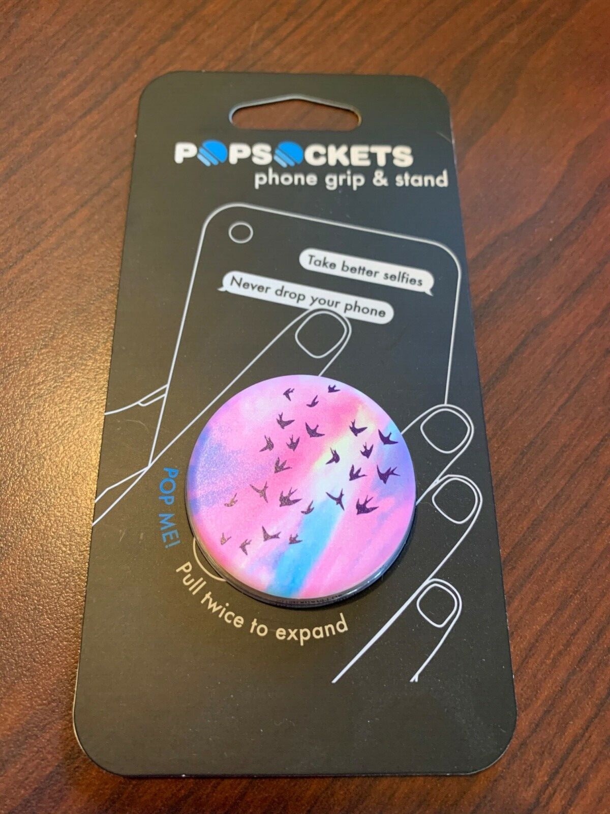 PopSocket Birds pink, purple, blue, black and yellow-image