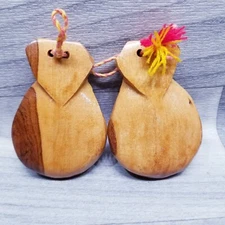 Vintage Spanish Hand-Carved Handmade Wood Castanets Castañuelas Flamenco