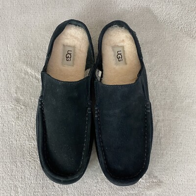 UGG Alamar Men Clog Slippers Size 8 Black Suede Shearling  display picture 2