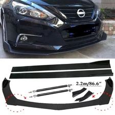 Front Bumper Lip Spoiler+86.6" Side Skirt Body Kit Glossy For Nissan Altima C
