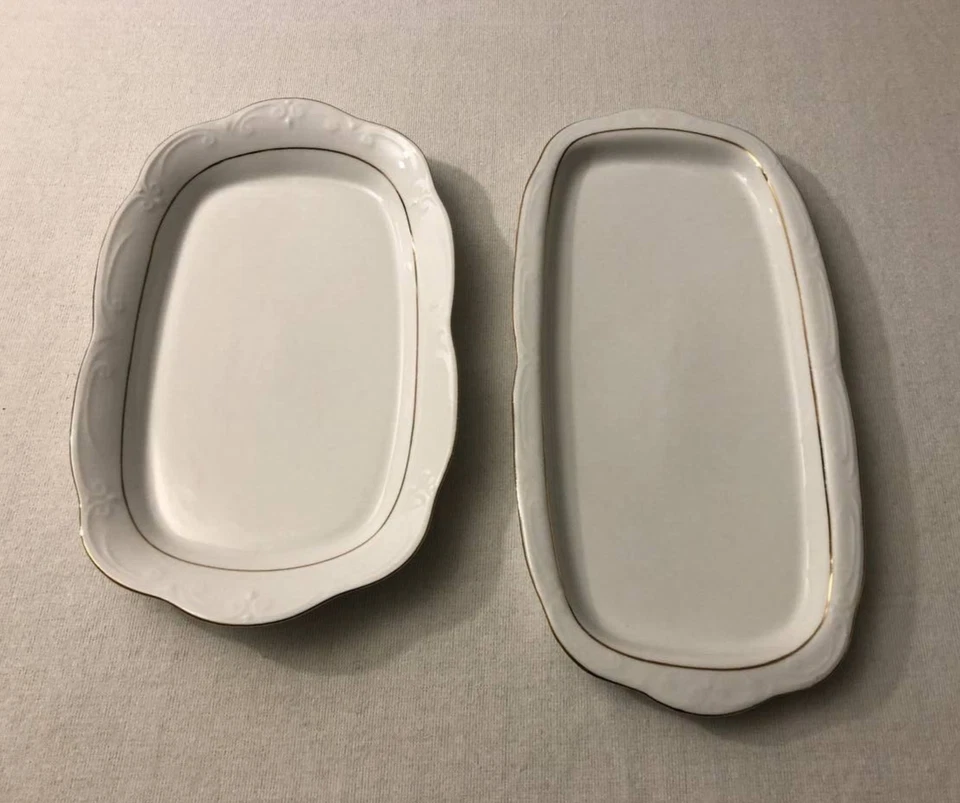 Chodziez Porzellan Servierschale mit goldenen Rand Schlicht in Weiß 2 Stück