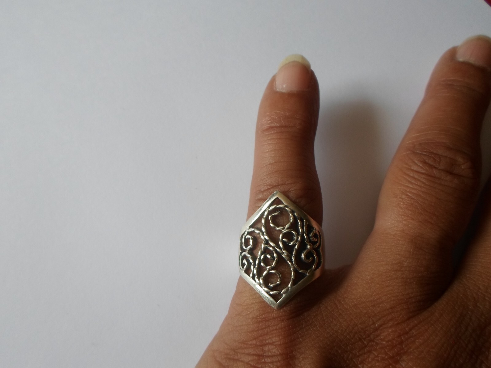 solid silver ring, openwork filigree, size 51 - image 3