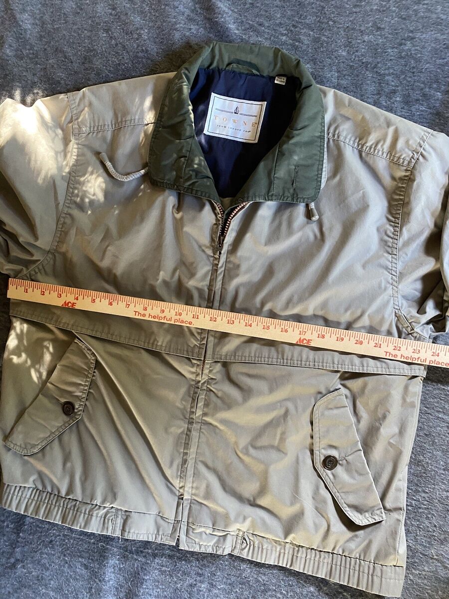 Towne London Fog Jacket Mens M Tan Green Blue Colorblock Towne London Fog Jacket Mens M Tan Green Blue Colorblock