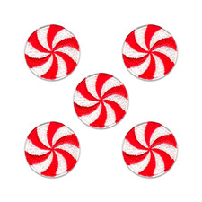 Peppermint Swirl Candy (5 Pack) Christmas Embroidered Iron on Patch Applique