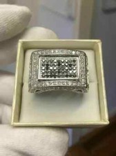 2.50Ct Round Cut Lab Created Diamond Engagement Cluster Ring Men's 14K White Fn