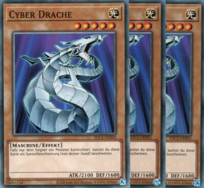 yugioh 3x Cyber Drache SDCS-DE003 COMMON DEUTSCH