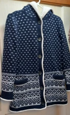 L L Bean Navy Blue Button Down Coat With Pockets Size Regular Medium