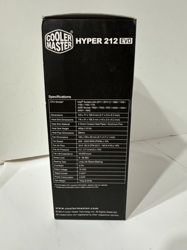 Cooler Master Hyper 212 EVO - Raffreddatore CPU con ventola PWM da 120 mm RR-212E-20PK-R2 - Foto 2 di 10