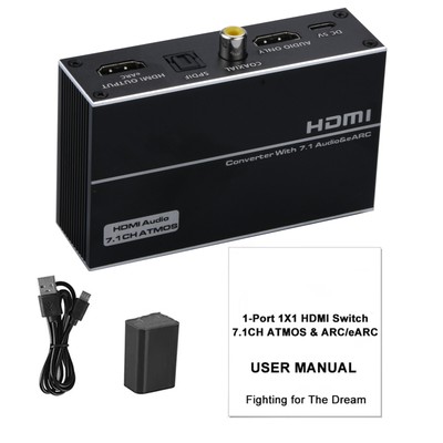 EARC HDMI 2.0 Audio Extractor 4K HDR 1 In 1 Out HDMI Splitter Audio Converter