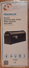 Franklin Post-Mount Mailbox Black Galvanized Steel w/Satin Nickel Handle (Read)