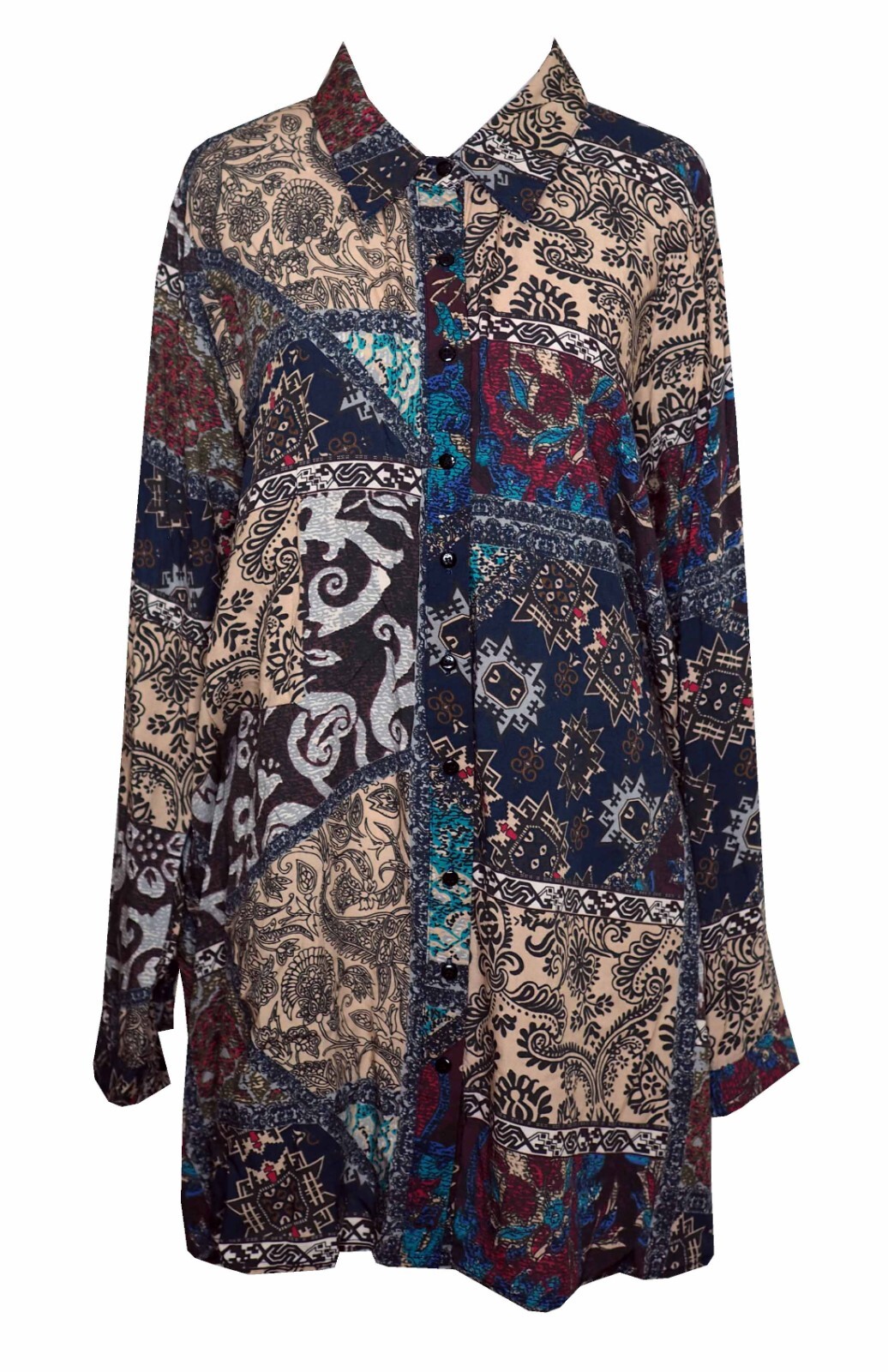 TOLANI Collection S Tunic Top Patchwork Print Mod… - image 1