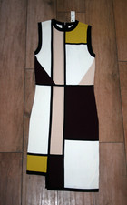 NEW&TAGS RIVER ISLAND asymmetric knitted dress tunic SIZE 10 retro colour block