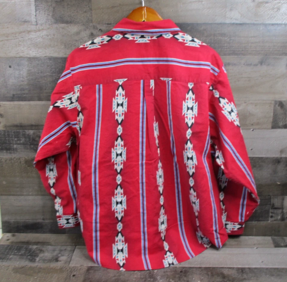 Camisa ajustada vintage Panhandle para mujer XL roja con botones vaquero azteca occidental rodeo Foto 3 de 4