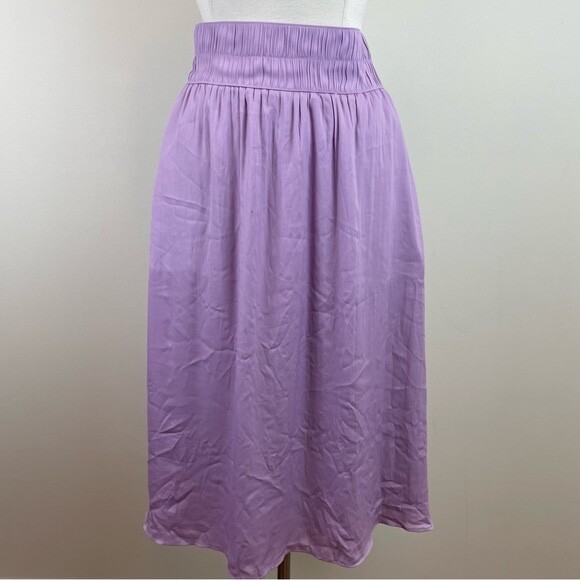 LOFT Solid Light Purple Lavender Pleated Skirt Wo… - image 3