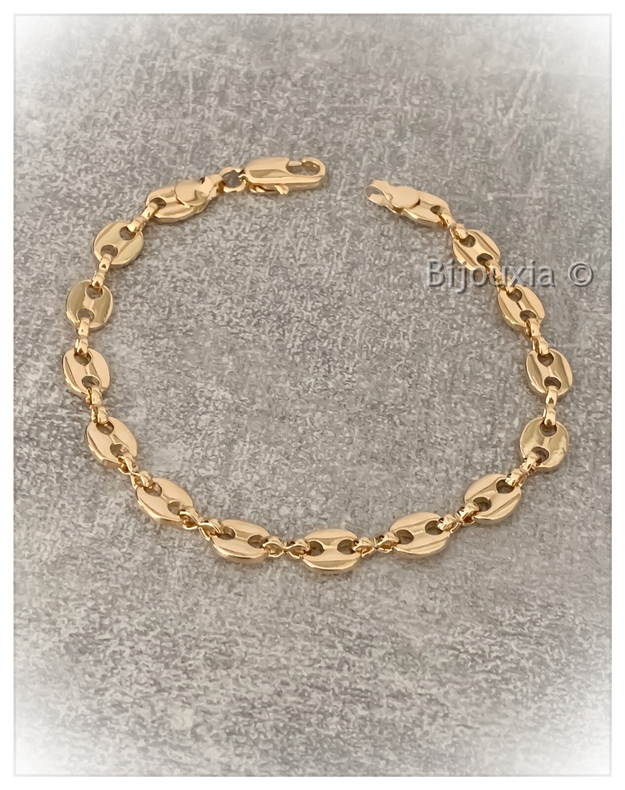Coffee Bean Chain Bracelet 19cm Gold Plated Unisex Jewelry-image