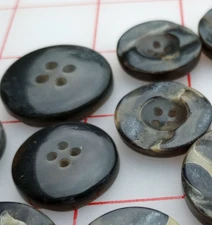 20 MEDIUM Italian 4 Hole Button Multi Shades Black Gray Neutral Grooves 7/8"