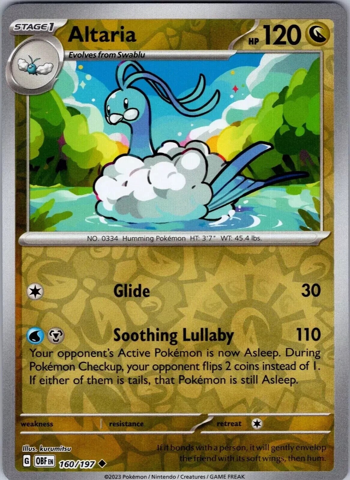 Altaria - 160/197 - Reverse Holo - Pokemon - Obsidian Flames -  NM/M