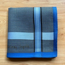 HANDKERCHIEF VINTAGE ART BLUE HOUNDSTOOTH POCKET MEN'S SQUARE COTTON 18" A0989
