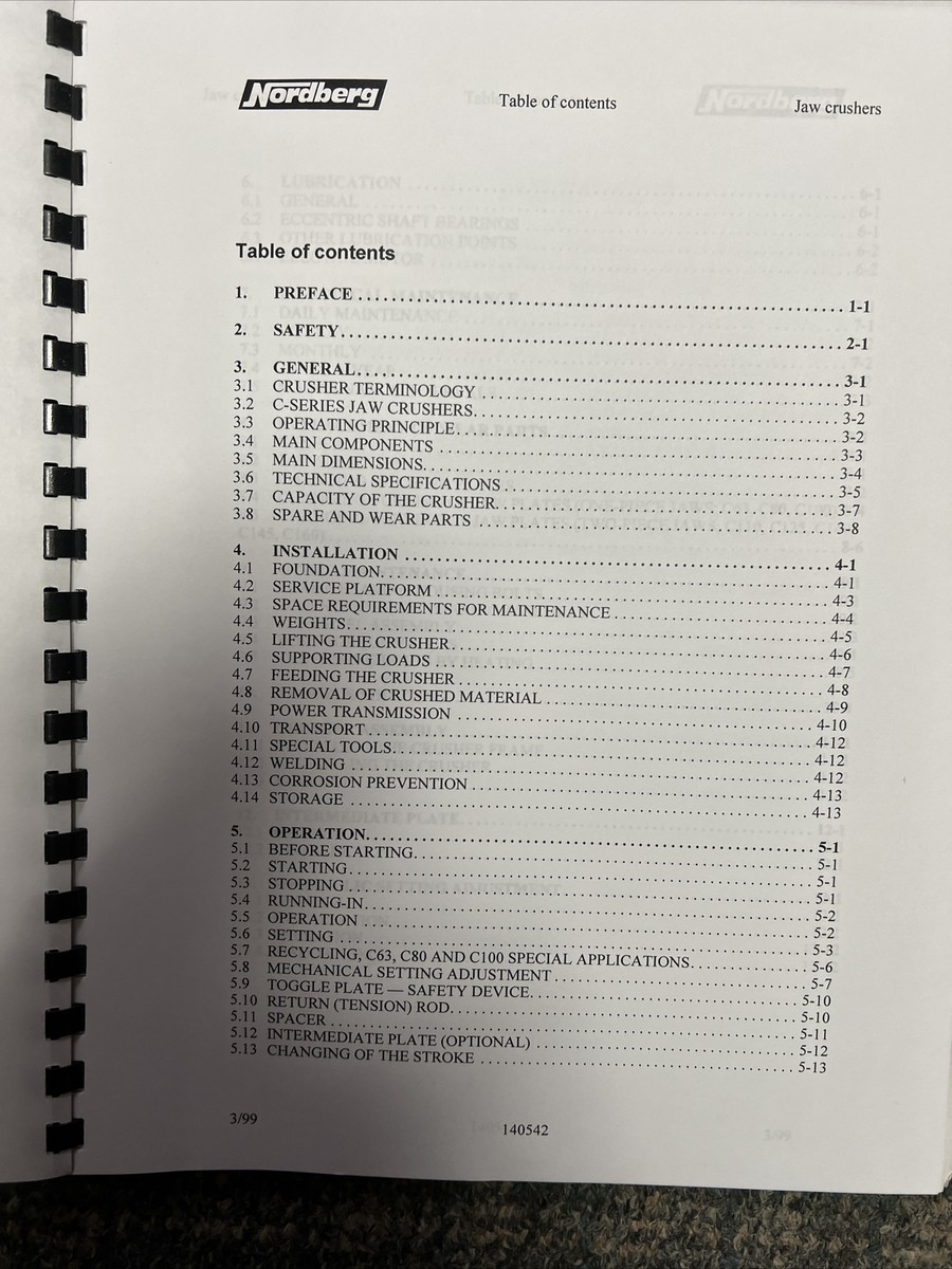 METSO Nordberg C-Series Jaw Crusher Instruction Manual 140542 | eBay