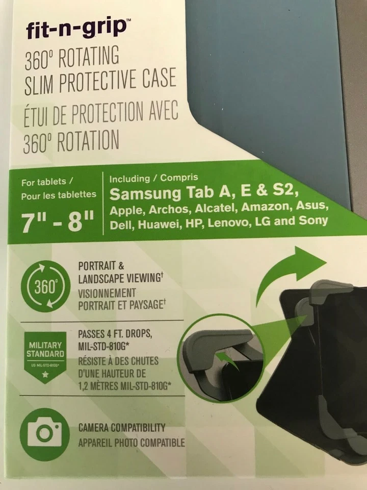 Targus Fit-n-Grip 360 Degree Rotating Slim Tablet Case NEW Universal 7" to 8" - Image 2 of 4