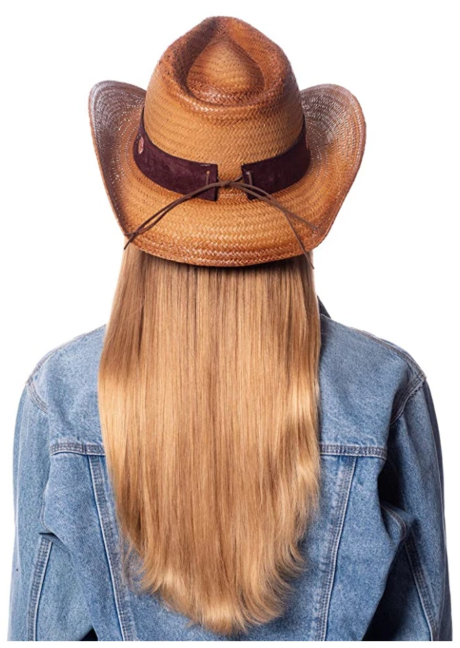 Sombrero de Vaquera Rosa Flor Paja De Colección Cuero Concierto Occidental Para Mujer Sombrero de Vaquero Foto 3 de 4