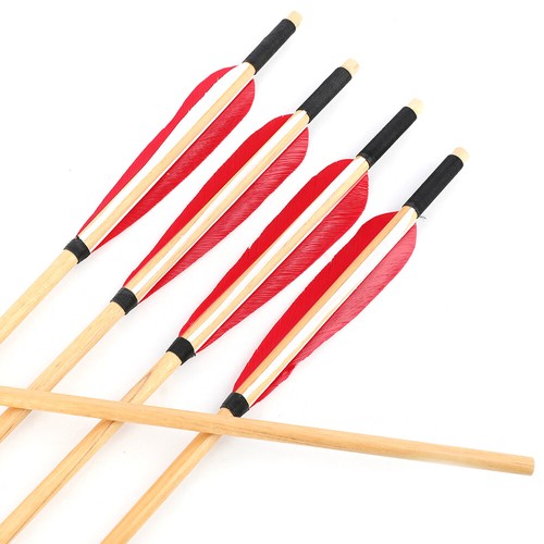 6/12pcs Wooden Arrows Turkey Feathers Diameter 8mm Handmade DIY Bow Hunting - Picture 8 of 11