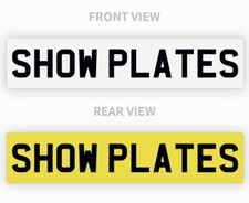 Pair White & Yellow Show Custom Plates Printed On Number Plates NOT Road Legal