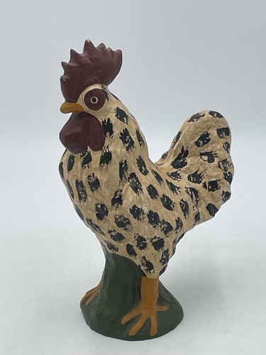 Hand Painted Rustic Rooster 8” Tall Chicken Statue Resin Farmhouse Country Decor - Picture 1 of 6