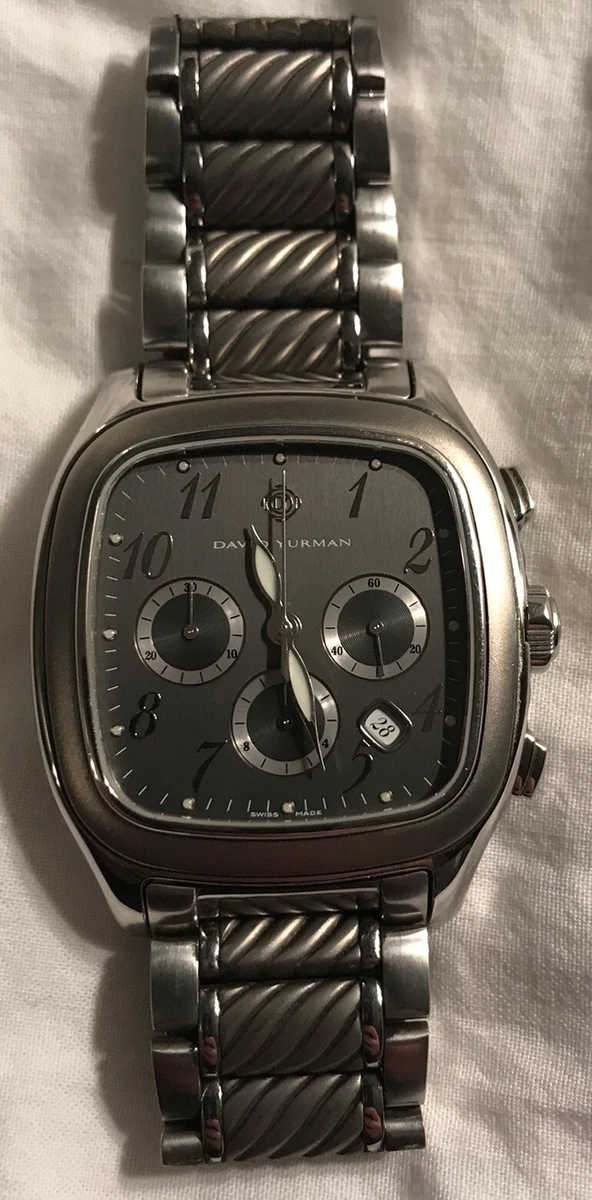 DAVID YURMAN TITANIUM THOROUGHBRED DATE CHRONOGRAPH WATCH IN SLATE