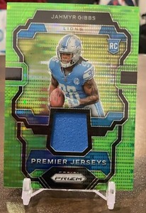 Jahmyr Gibbs RC 2023 Prizm Detroit Lions Neon Green Pulsar Rookie Gear Patch 