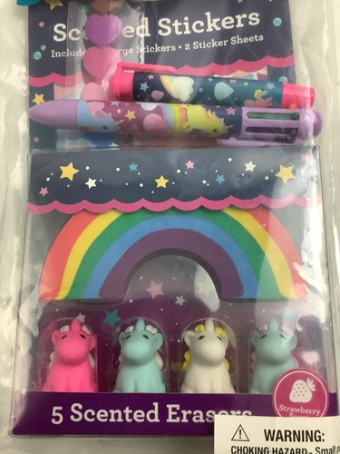 New Unicorn Mermaid Amazing Pack Include Sticker 5 Scented Erasers and More - Picture 3 of 5