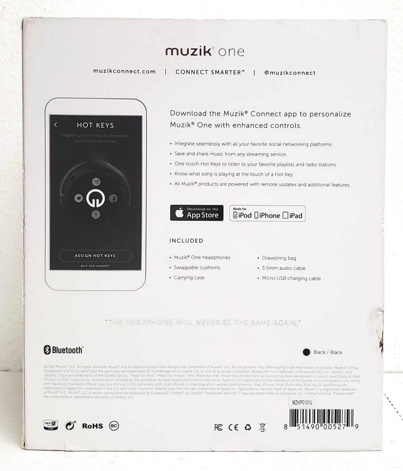 NOB Muzik One Connect Wireless Smartware Over-the-Ear Headphones - Black