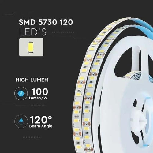 STRISCIA LED V-TAC 5 METRI 5730 20W/M 2000LM IP20 CRI90 STRIP ALTA LUMINOSITA' - Foto 4 di 7