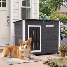 Wooden Dog House Outdoor w/Spruce Wood Frame, Removable Floor