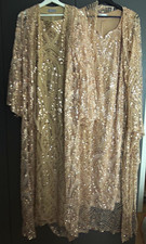 Damen Kleid Kurdischekleider lang gold Paille...