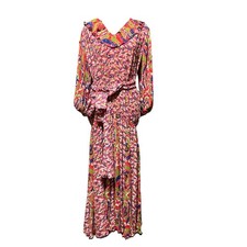Diane Freis Vintage 80s Sequin Floral Ruffle Georgette Dress Large Vintage
