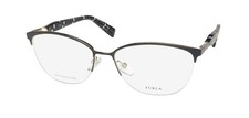 NEW FURLA VFU079 GLASSES METAL PLASTIC CAT EYE WOMENS BLACK HALF-RIM 0304