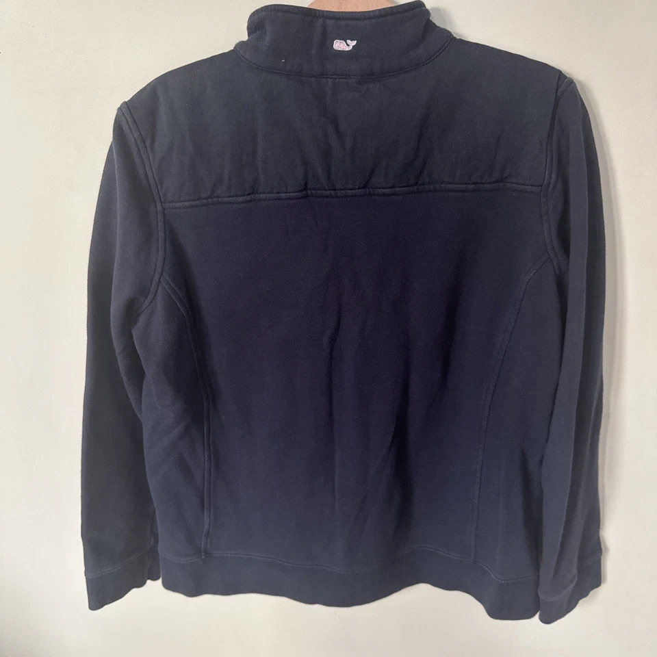 Camisa de oveja Vineyard Vines para mujer azul 1/4 cremallera manga larga pulóver talla grande azul marino Foto 3 de 3