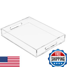 KOTEMON Acrylic Serving Tray Handles 16x12x2.36 Inch Clear Decorative Organizer