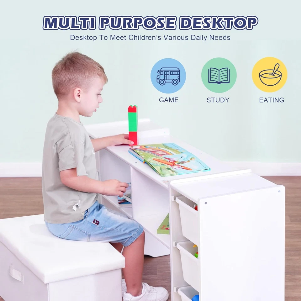 Estante organizador de almacenamiento de juguetes para niños - 100 % madera maciza, gabinete de almacenamiento para niños con Foto 3 de 4