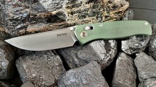 SRM Knives Medal 255L-MG2 Laminated 140Cr Steel Micarta Green Ambi Lock